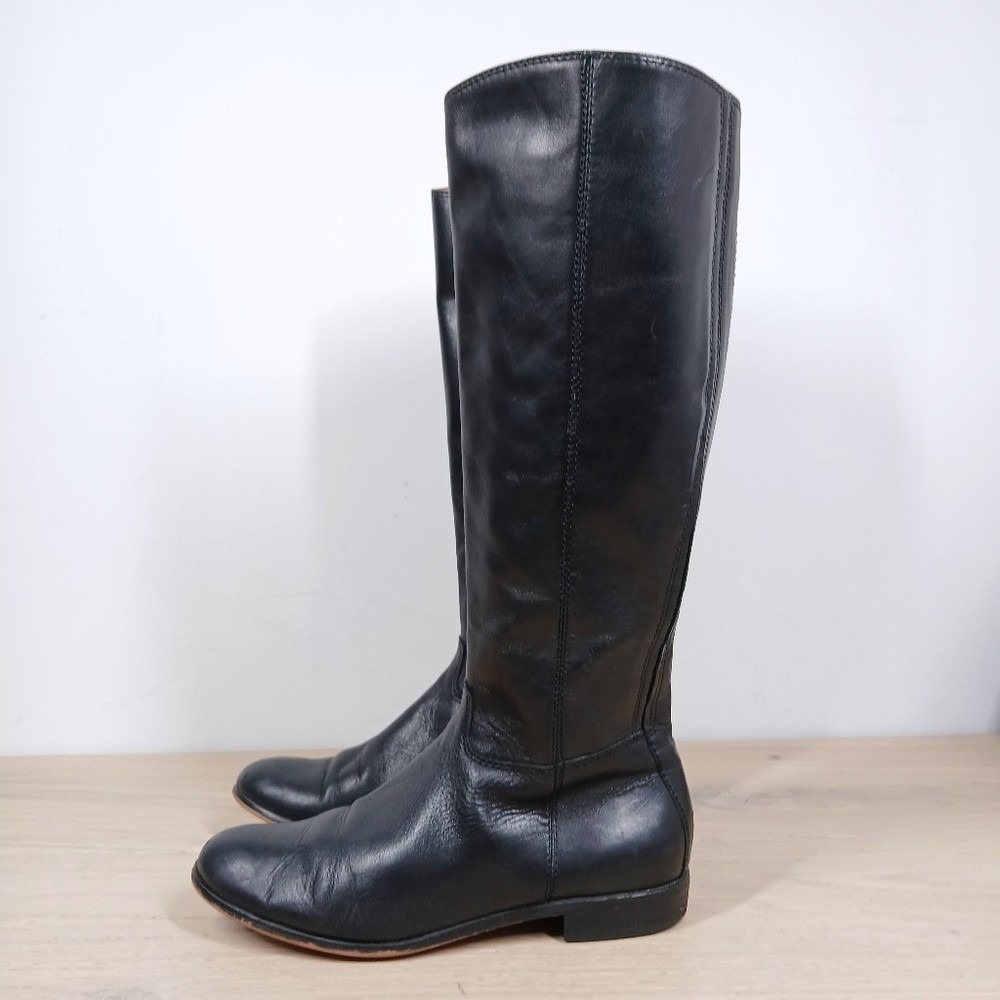 Corso Como Riding Boots Women's 6.5 Black Leather Knee High Zip Equestrian